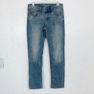 AEO Light Wash Denim Mid-Rise Skinny Jeans